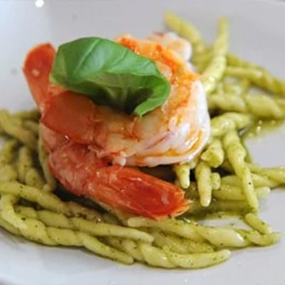 Trofie al pesto con gambas