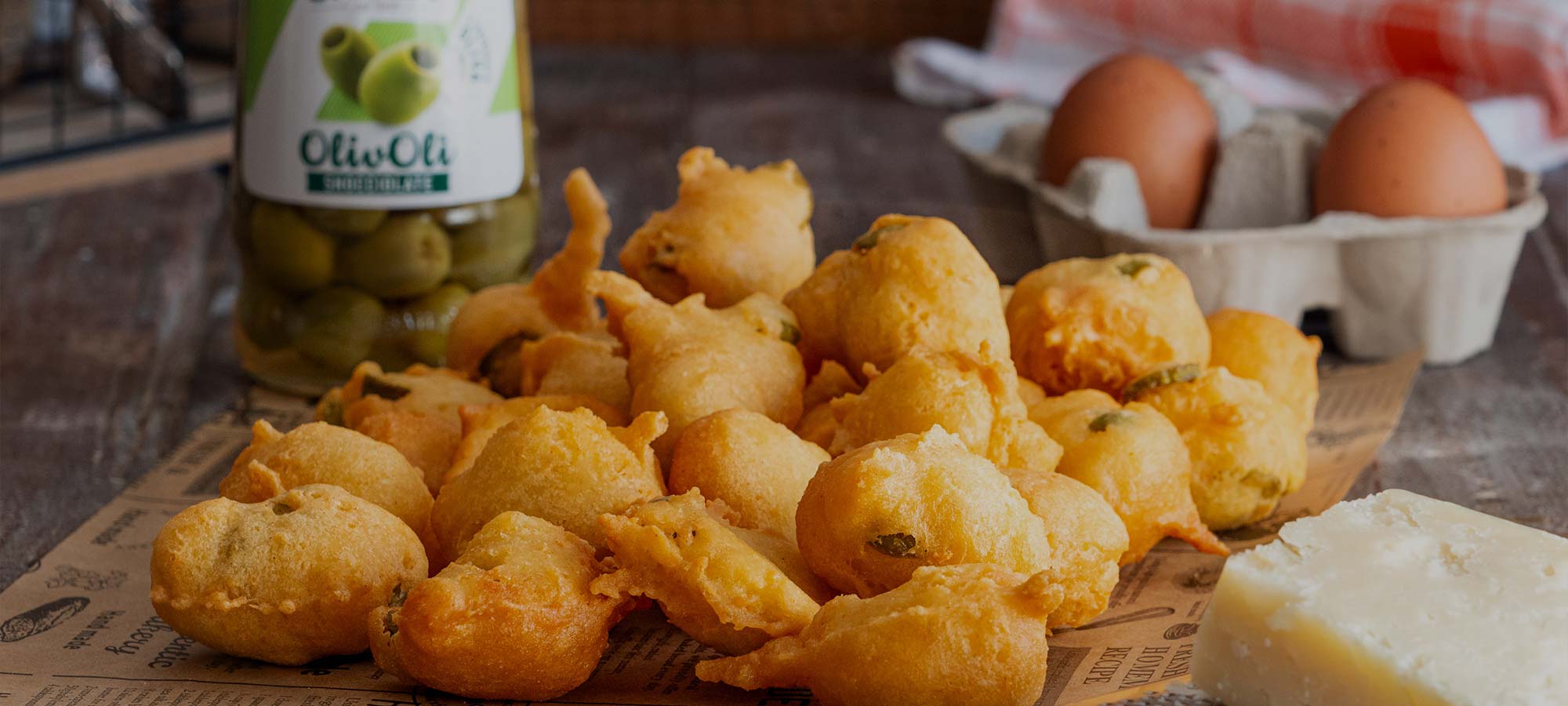 Deliciosos buñuelos con aceitunas verdes sin hueso Saclà