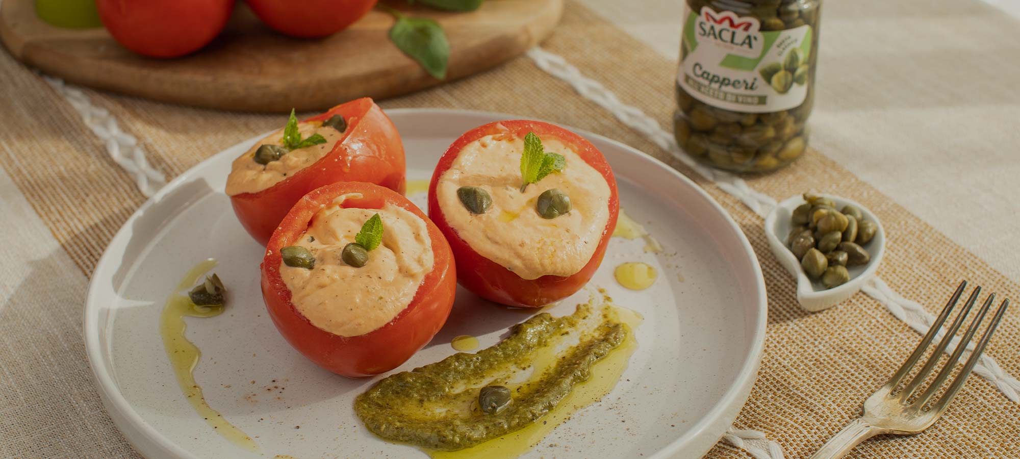 Tomates rellenos de atún y alcaparras al vinagre Saclà
